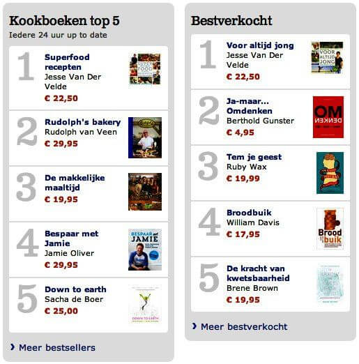 Bestsellerlijsten met Voor Altijd Jong van Jesse van der Velde op nummer 1