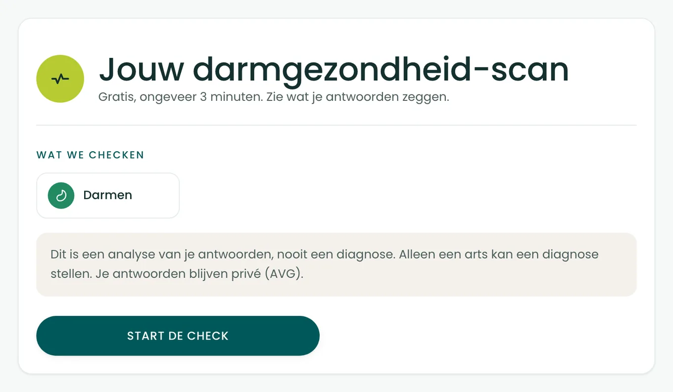 Startscherm van de BioProfile-darmscan met de knop om te beginnen