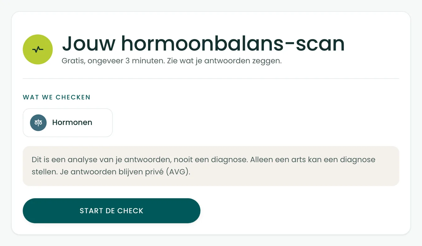 Startscherm van de BioProfile-hormoonscan met de knop om te beginnen