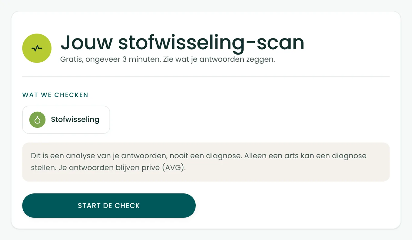 Startscherm van de BioProfile-stofwisselingsscan met de knop om te beginnen