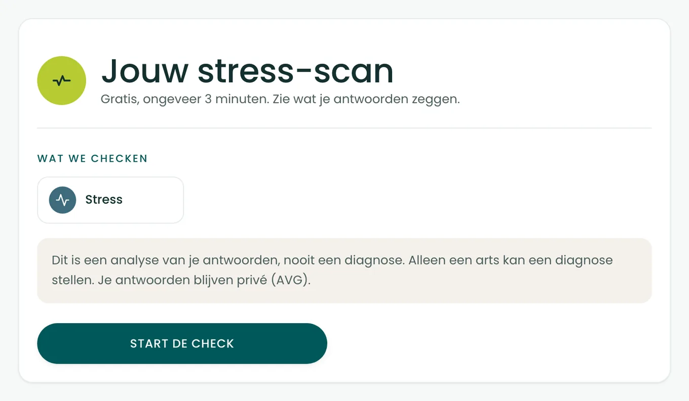 Startscherm van de BioProfile-stressscan met de knop om te beginnen