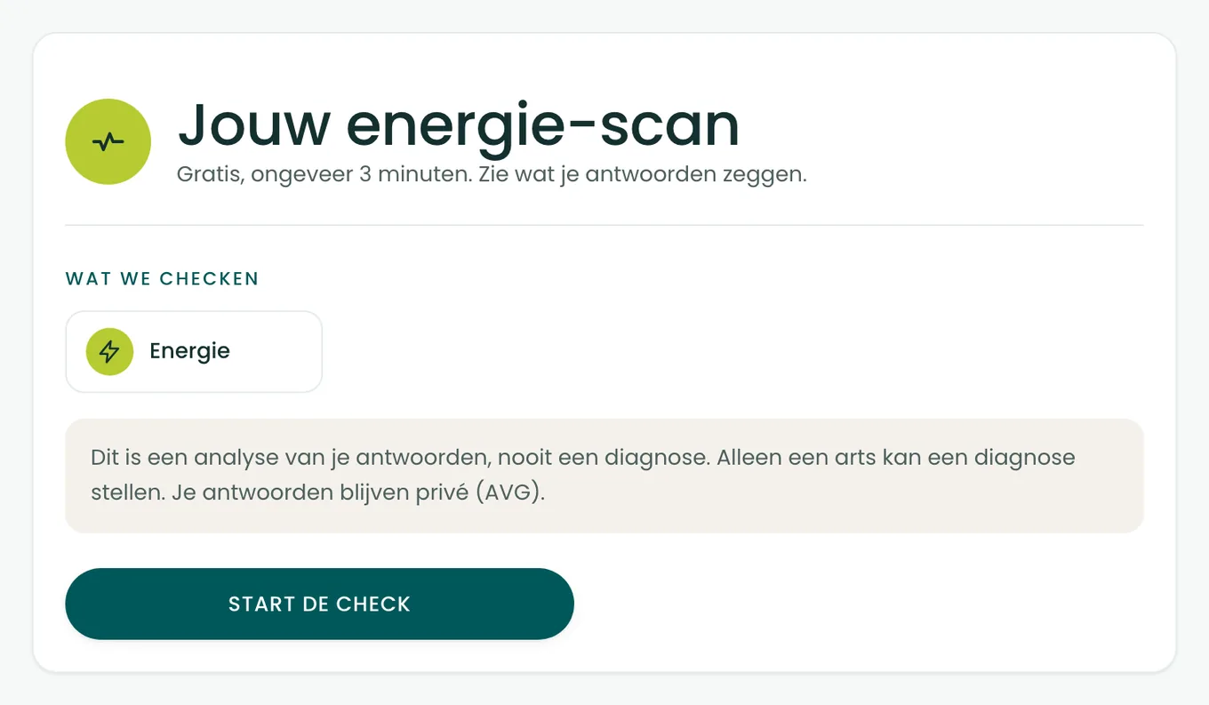Startscherm van de BioProfile-energiescan met de knop om te beginnen
