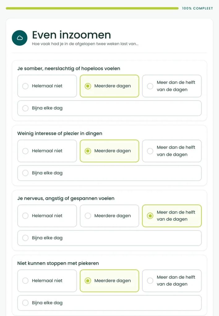 De vier vervolgvragen over stemming en piekeren in de BioProfile-scan