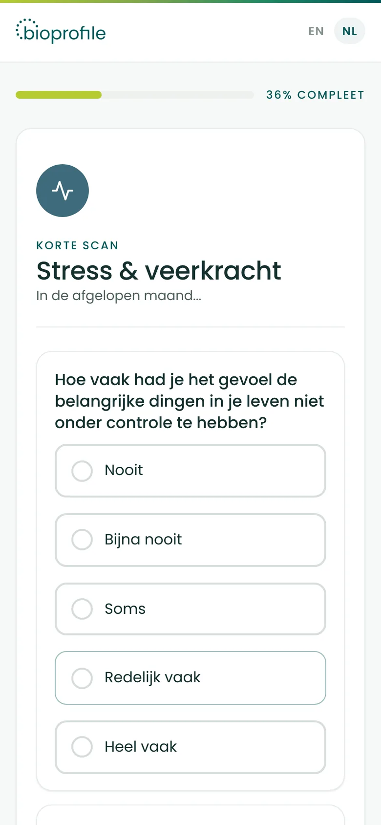 De vragen over stress en veerkracht.